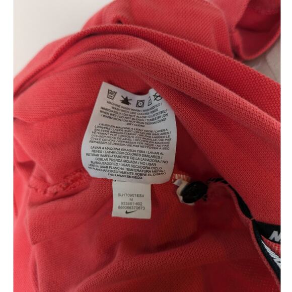 Nike Mens Medium Polo 100% Cotton Coral Logo Casual Black Golf Sports 2 Button - Picture 10 of 10